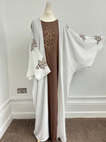 White And Brown Open Abaya