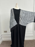 Black And Grey Open Abaya