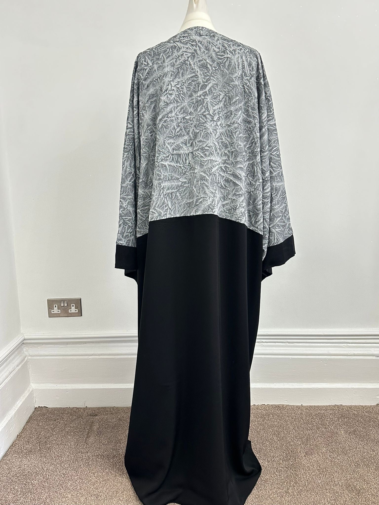 Black And Grey Open Abaya